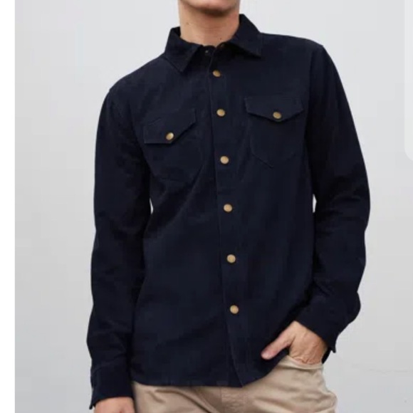 Billy Reid Navy Suede Work Shirt